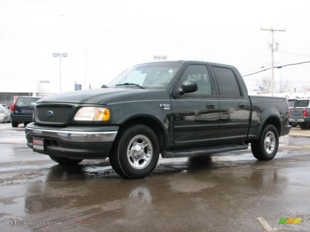 2001 F150 Lariat SuperCrew - Dark Highland Green Metallic / Medium Parchment photo #1