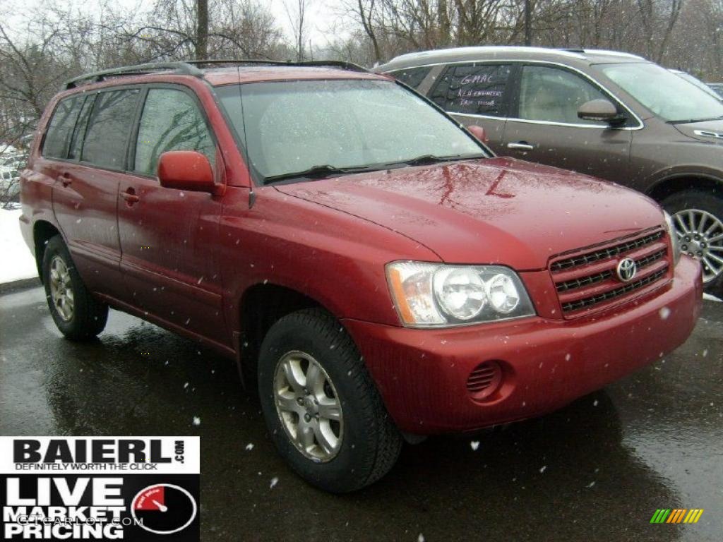 2002 Highlander V6 4WD - Sundown Red Pearl / Ivory photo #1