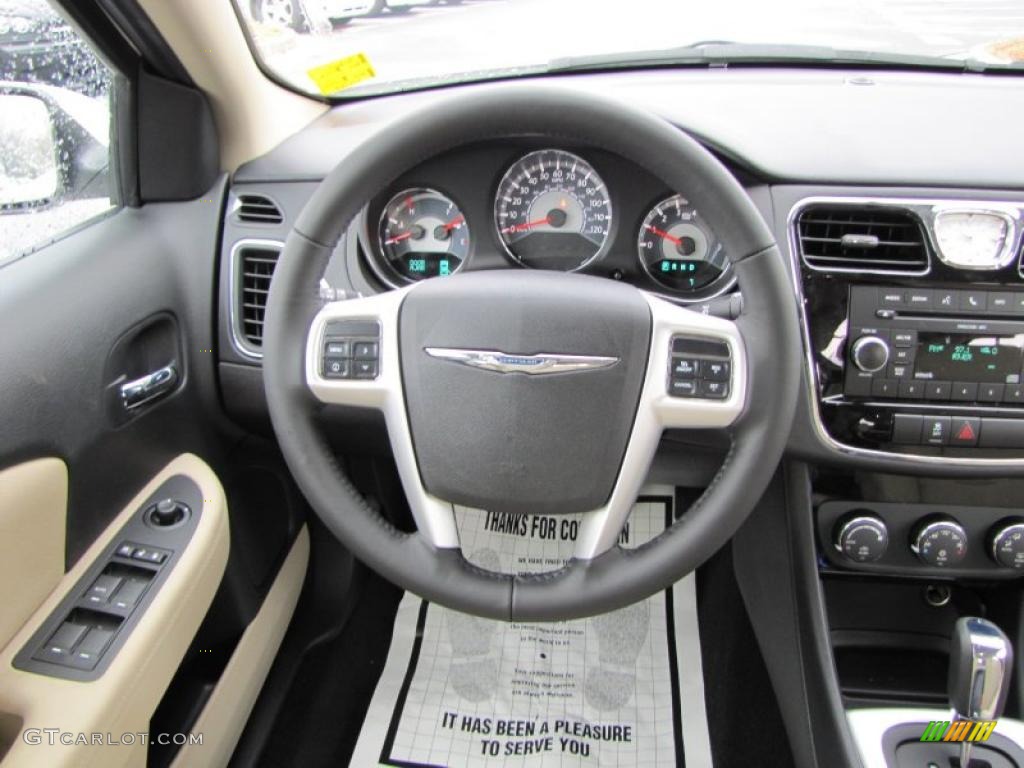 2011 Chrysler 200 Touring Black/Light Frost Beige Steering Wheel Photo #44911719