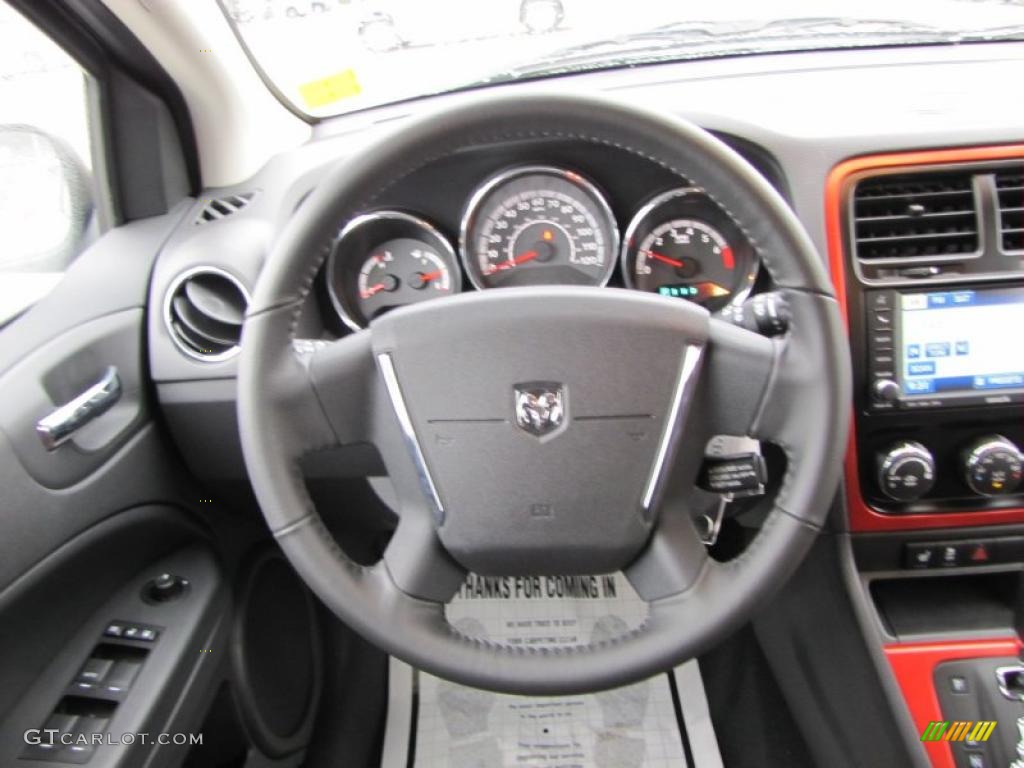 2011 Dodge Caliber Rush Dark Slate Gray/Red Steering Wheel Photo #44913183