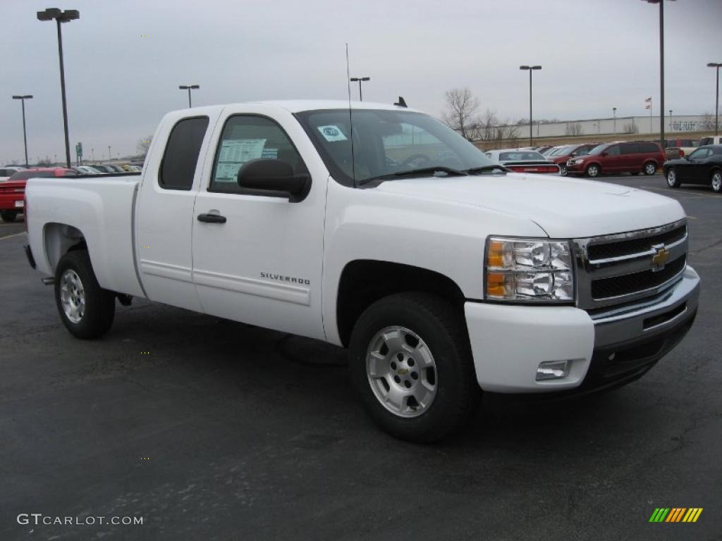 2011 Silverado 1500 LT Extended Cab - Summit White / Light Cashmere/Ebony photo #3