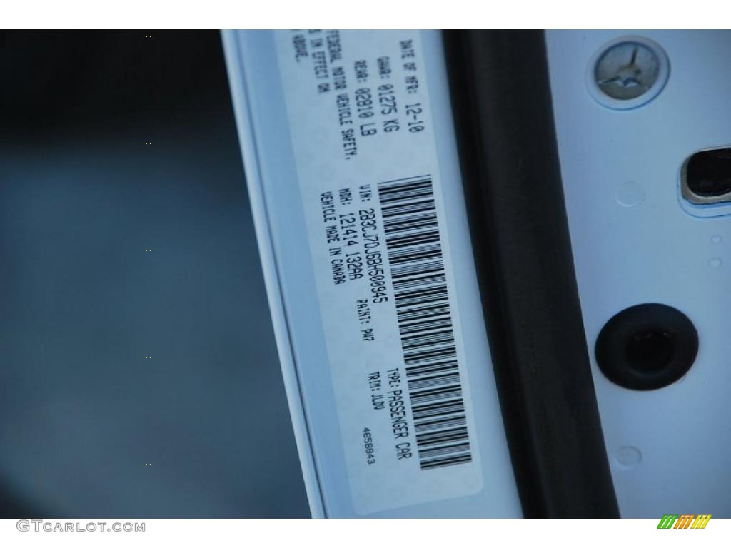2011 Challenger Color Code PW7 for Bright White Photo #44924504