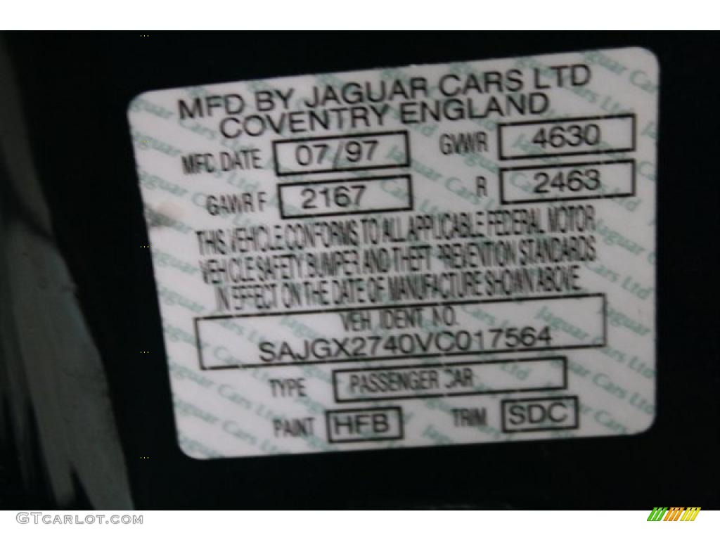 1997 XK Color Code HFB for Brooklands Green Photo #44930281