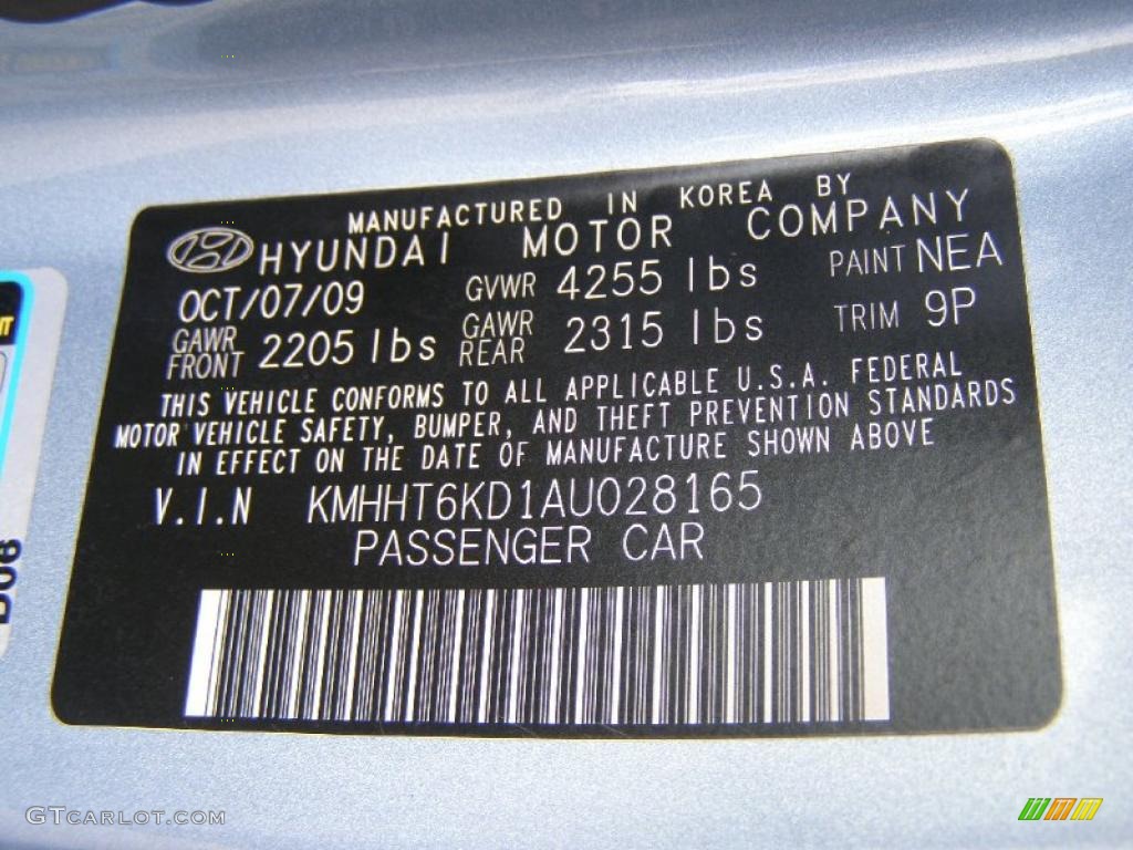 2010 Genesis Coupe Color Code NEA for Aqua Minerale Blue Photo #44935069