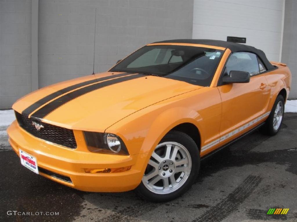 2007 Mustang V6 Premium Convertible - Grabber Orange / Dark Charcoal photo #1