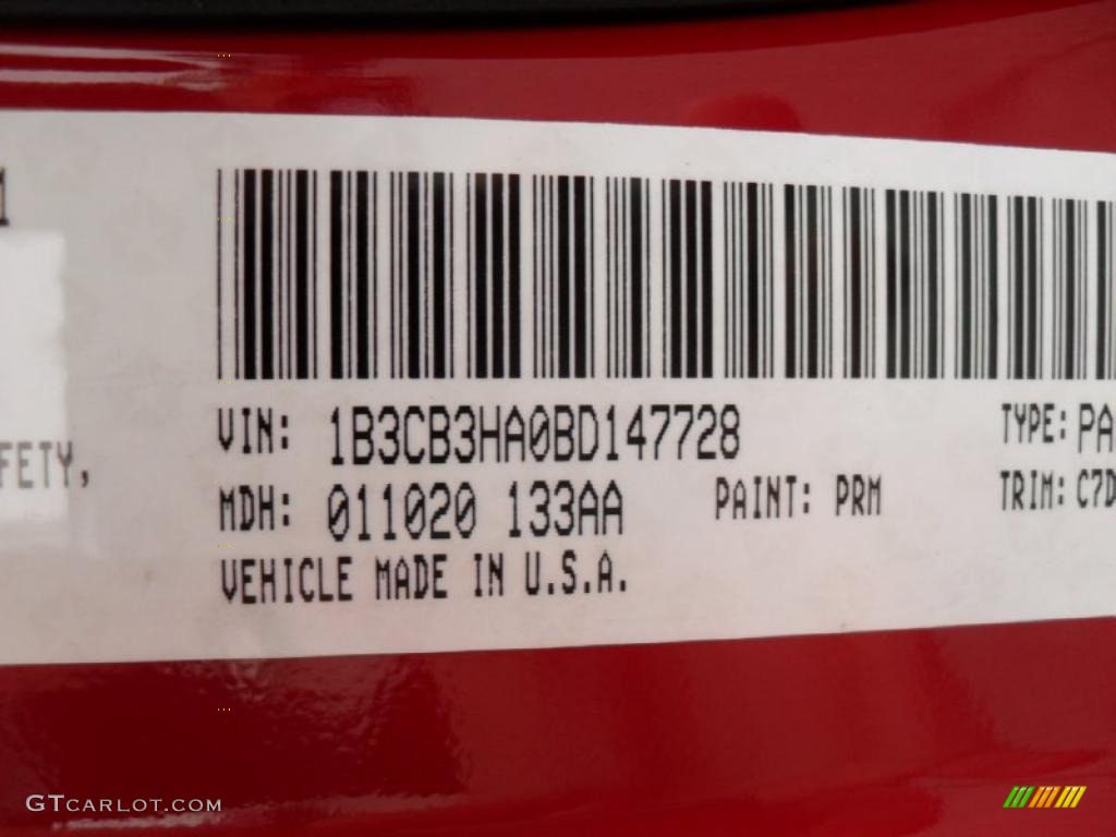 2011 Caliber Color Code PRM for Redline 2-Coat Pearl Photo #44947185