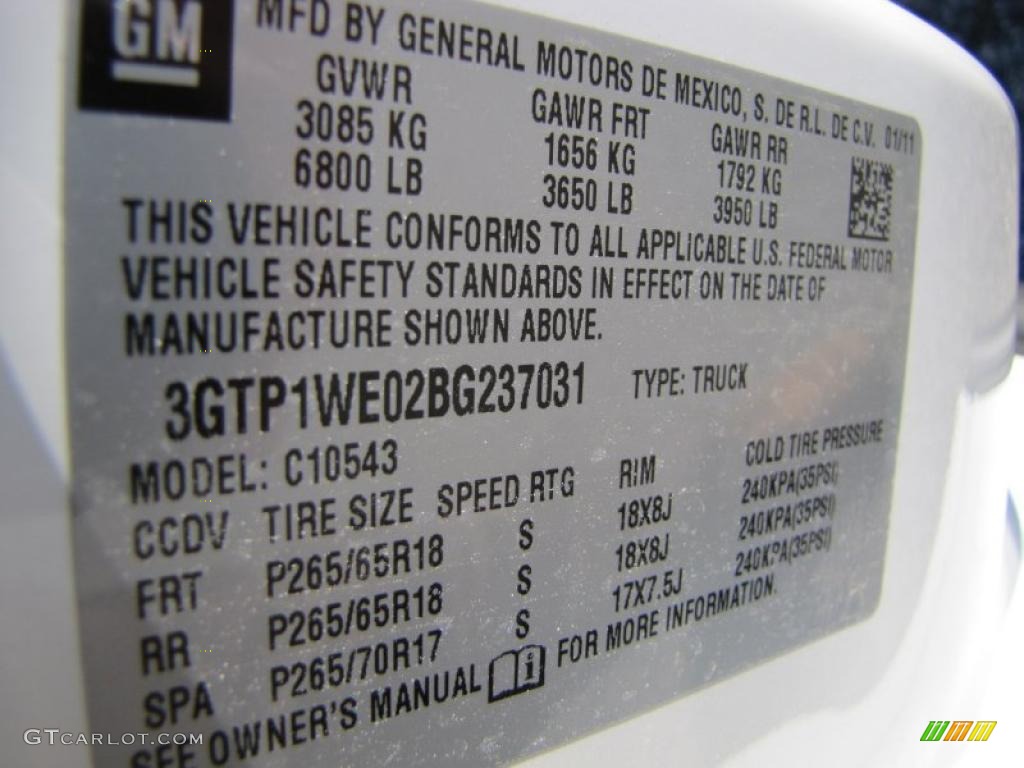 2011 GMC Sierra 1500 SLT Crew Cab Info Tag Photo #44960502
