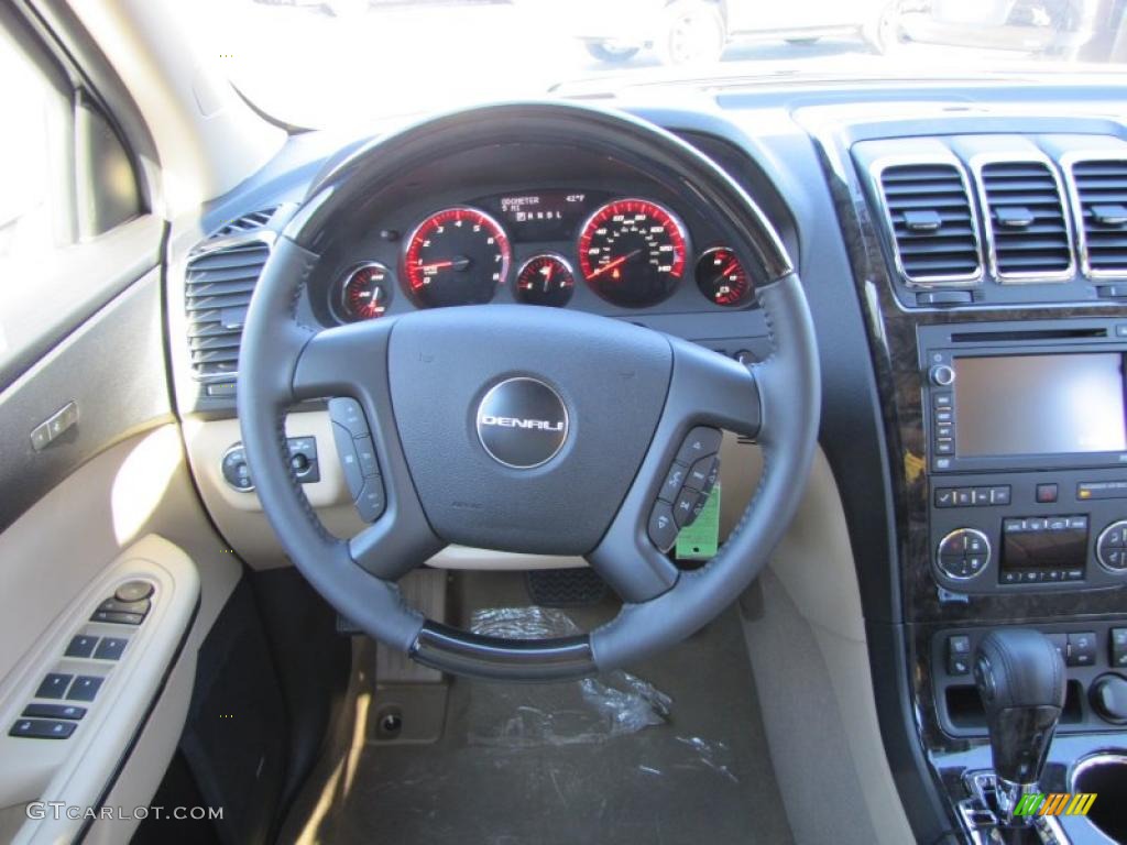 2011 GMC Acadia Denali Cashmere Steering Wheel Photo #44960828