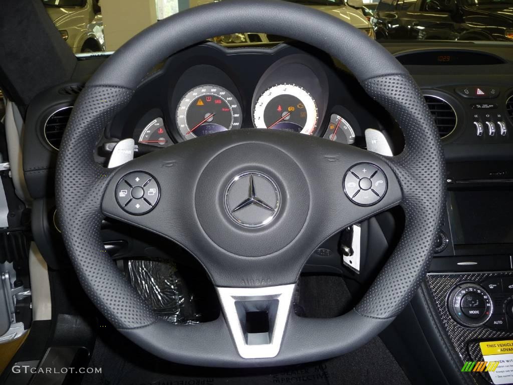 2009 Mercedes-Benz SL 65 AMG Black Series Coupe Black Steering Wheel Photo #44968453