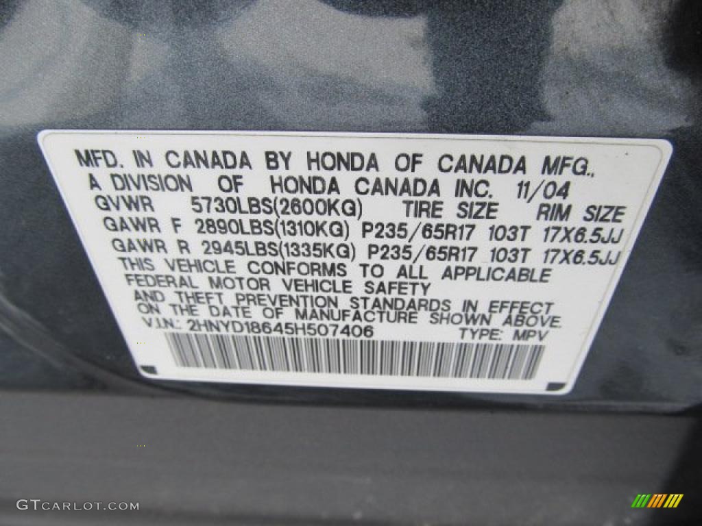 2005 Acura MDX Touring Info Tag Photos