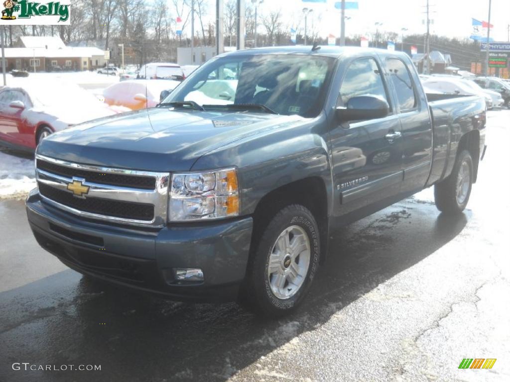 2009 Silverado 1500 LTZ Extended Cab - Blue Granite Metallic / Ebony photo #7