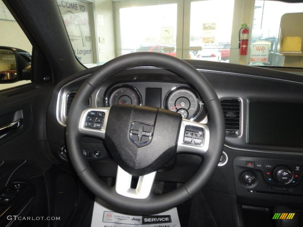 2011 Dodge Charger R/T Plus Black Steering Wheel Photo #44977201