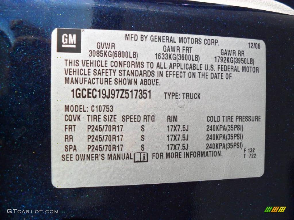 2007 Chevrolet Silverado 1500 LT Extended Cab Info Tag Photo #44977308