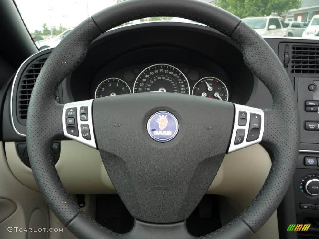 2009 Saab 9-3 2.0T Convertible Parchment Steering Wheel Photo #44977437