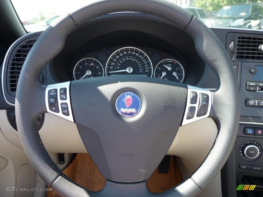 2009 Saab 9-3 2.0T Convertible Parchment Steering Wheel Photo #44977665