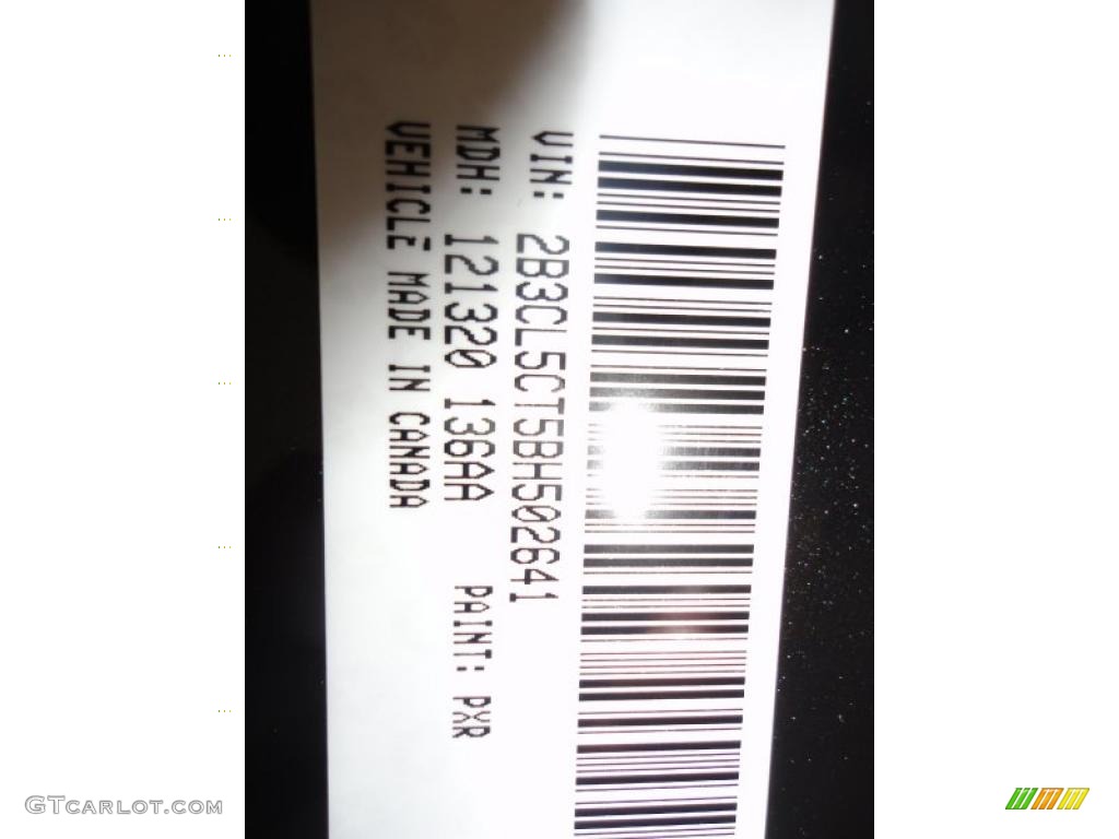 2011 Charger Color Code PXR for Brilliant Black Crystal Pearl Photo #44977881
