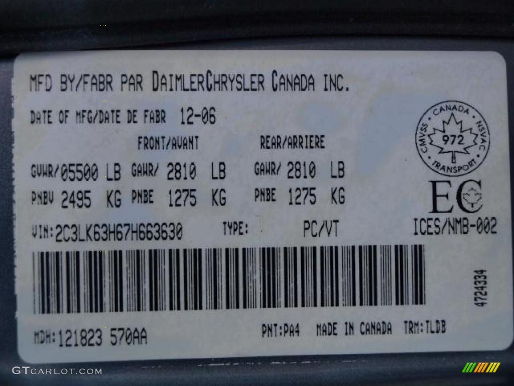 2007 300 Color Code PA4 for Silver Steel Metallic Photo #44979223