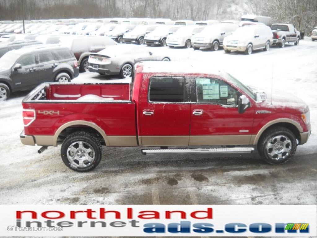 2011 F150 Lariat SuperCrew 4x4 - Red Candy Metallic / Pale Adobe photo #5