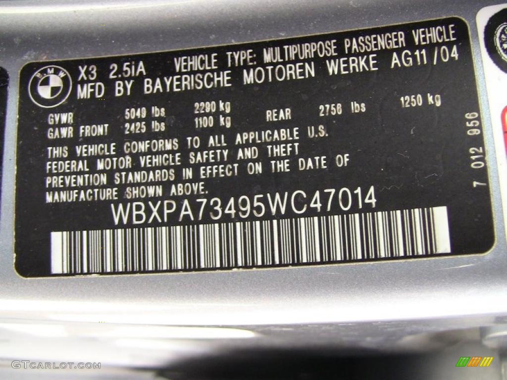 2005 BMW X3 2.5i Info Tag Photos