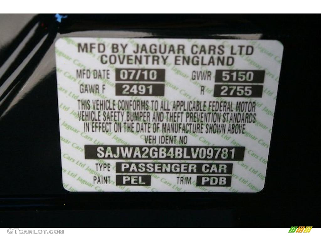 2011 XJ Color Code PEL for Ultimate Black Metallic Photo #44984660