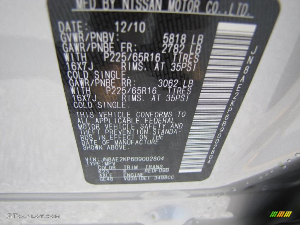 2011 Quest Color Code K23 for Brilliant Silver Photo #44986790