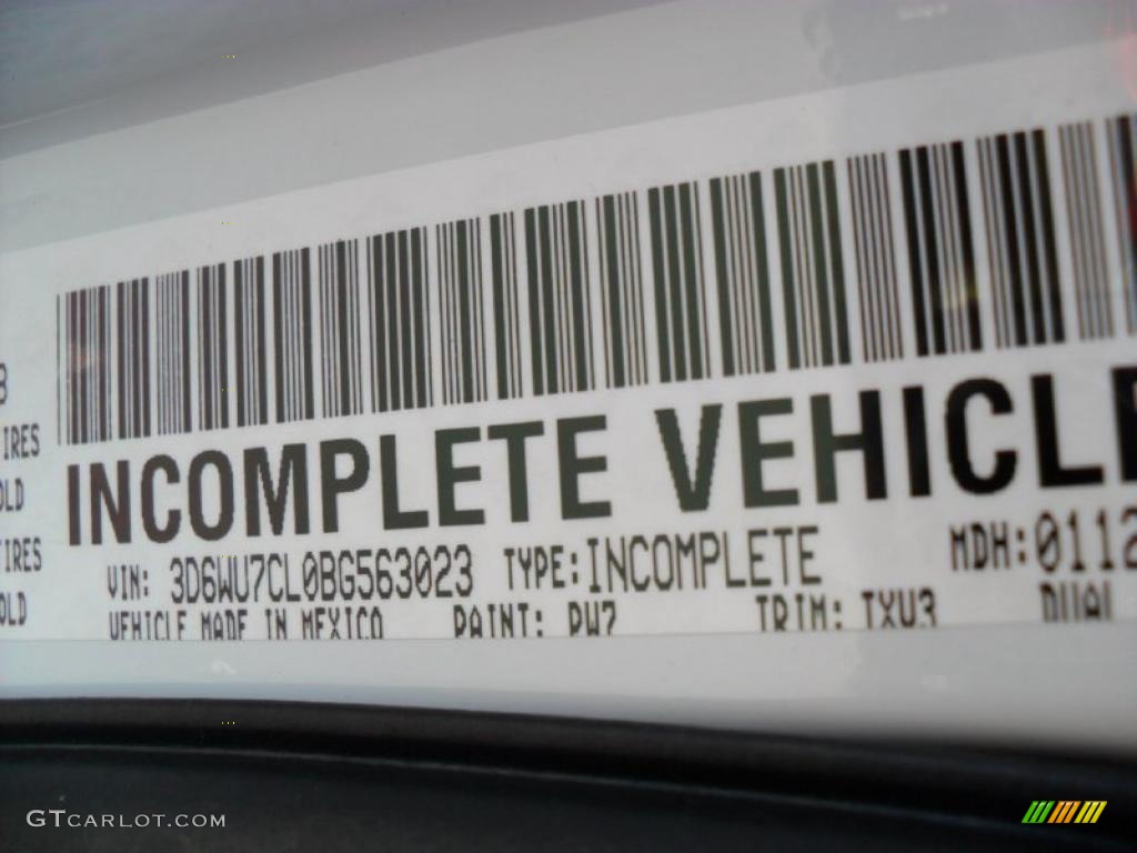 2011 Dodge Ram 5500 HD SLT Crew Cab 4x4 Chassis Color Code Photos