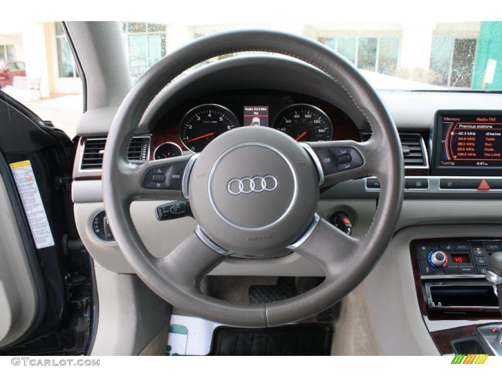 2005 Audi A8 4.2 quattro Beige Steering Wheel Photo #44991574