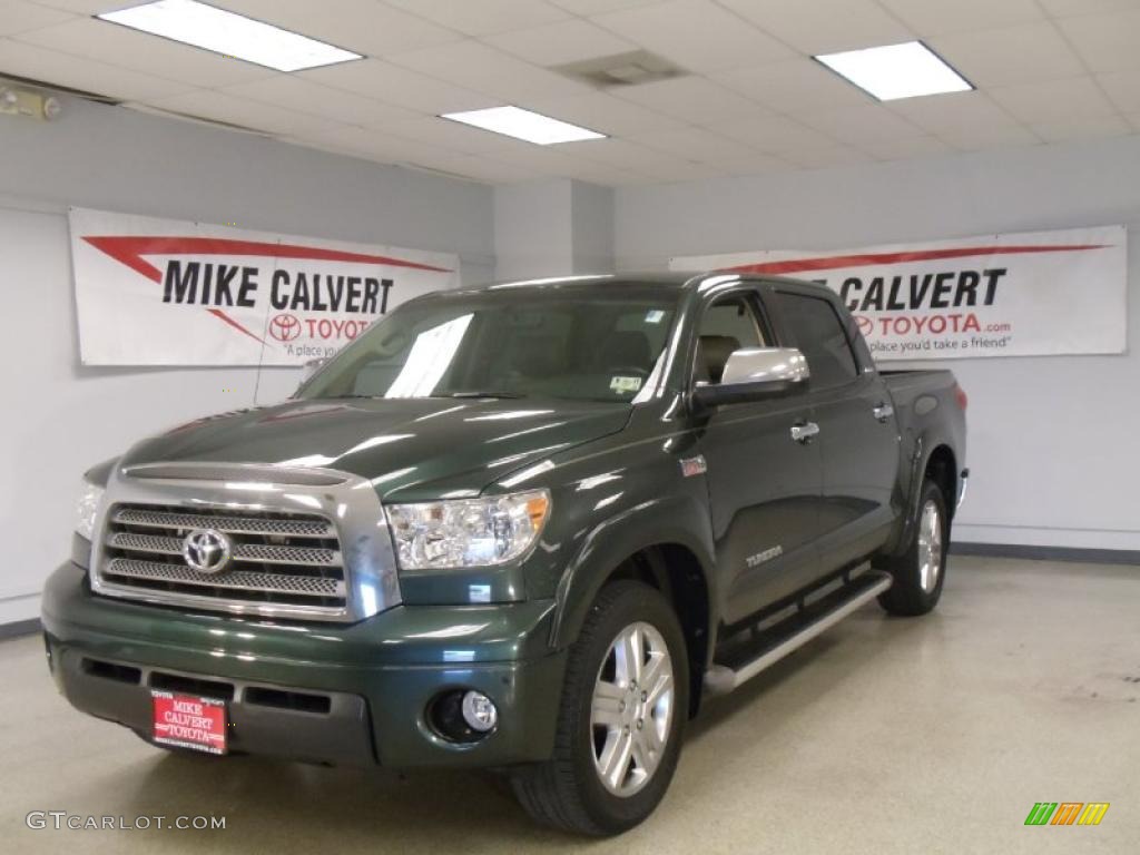2008 Tundra Limited CrewMax - Timberland Green Mica / Beige photo #1