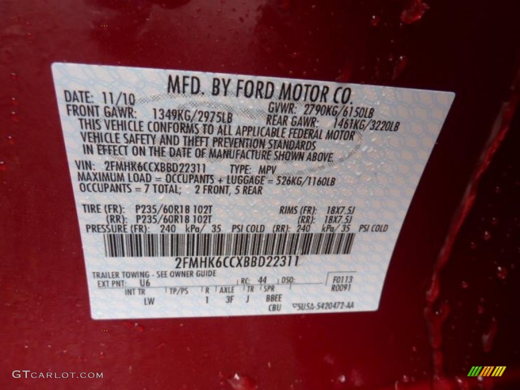 2011 Flex Color Code U6 for Red Candy Metallic Photo #45006860