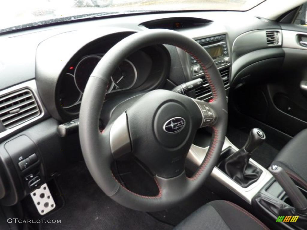 2009 Subaru Impreza WRX Sedan Carbon Black Steering Wheel Photo #45009447