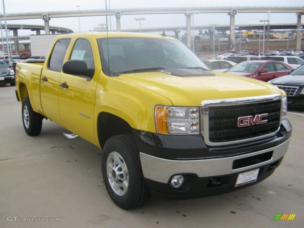 2011 Sierra 2500HD SLE Crew Cab 4x4 - Fleet Yellow / Ebony photo #7