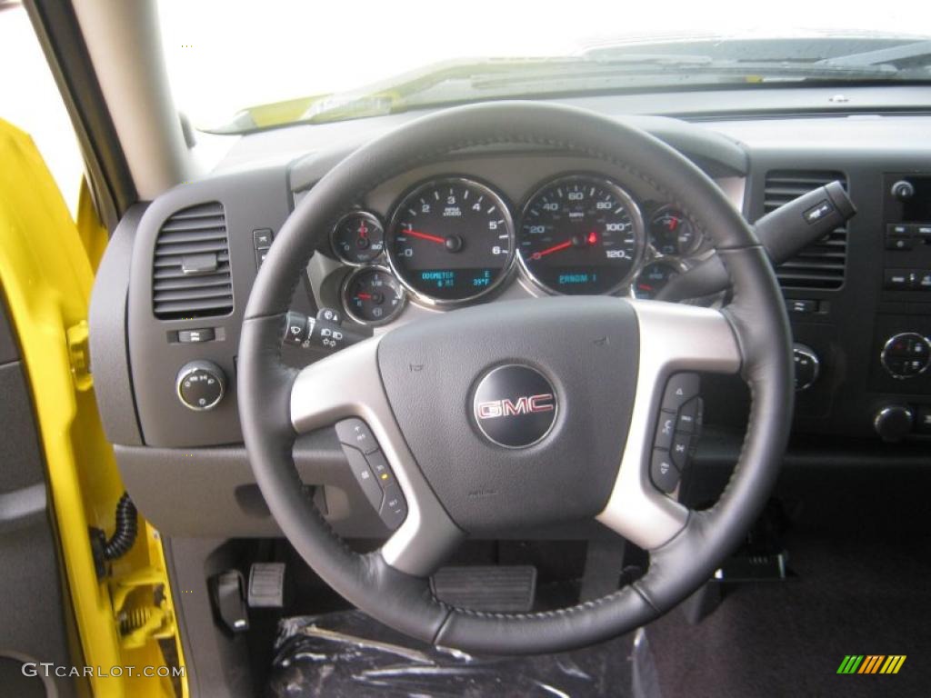 2011 GMC Sierra 2500HD SLE Crew Cab 4x4 Ebony Steering Wheel Photo #45017083