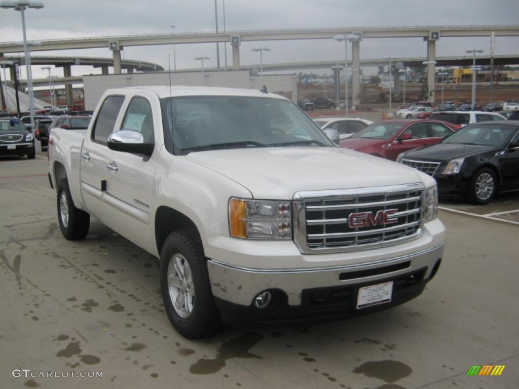 White Diamond Tricoat 2011 GMC Sierra 1500 SLE Crew Cab 4x4 Exterior Photo #45017180