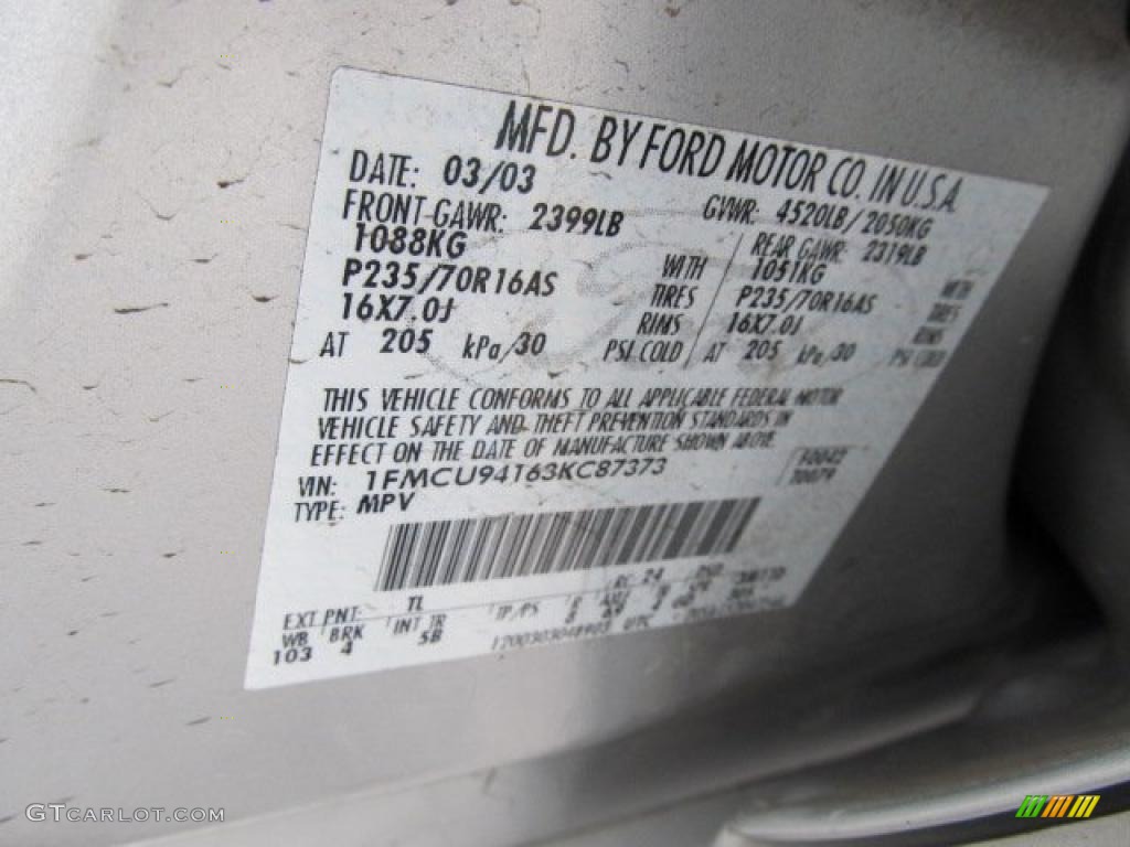 2003 Escape Color Code TL for Satin Silver Metallic Photo #45018551