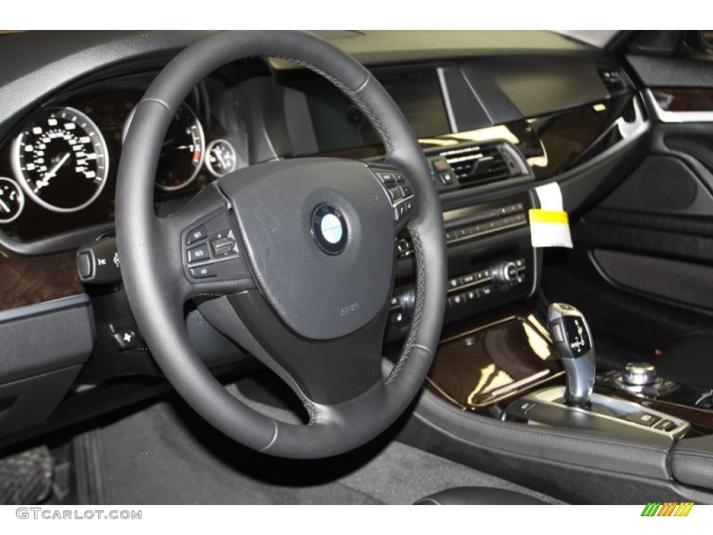 2011 BMW 5 Series 535i Sedan Black Steering Wheel Photo #45019276