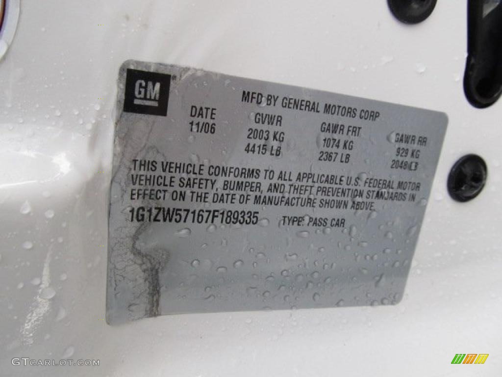 2007 Chevrolet Malibu SS Sedan Info Tag Photo #45025060