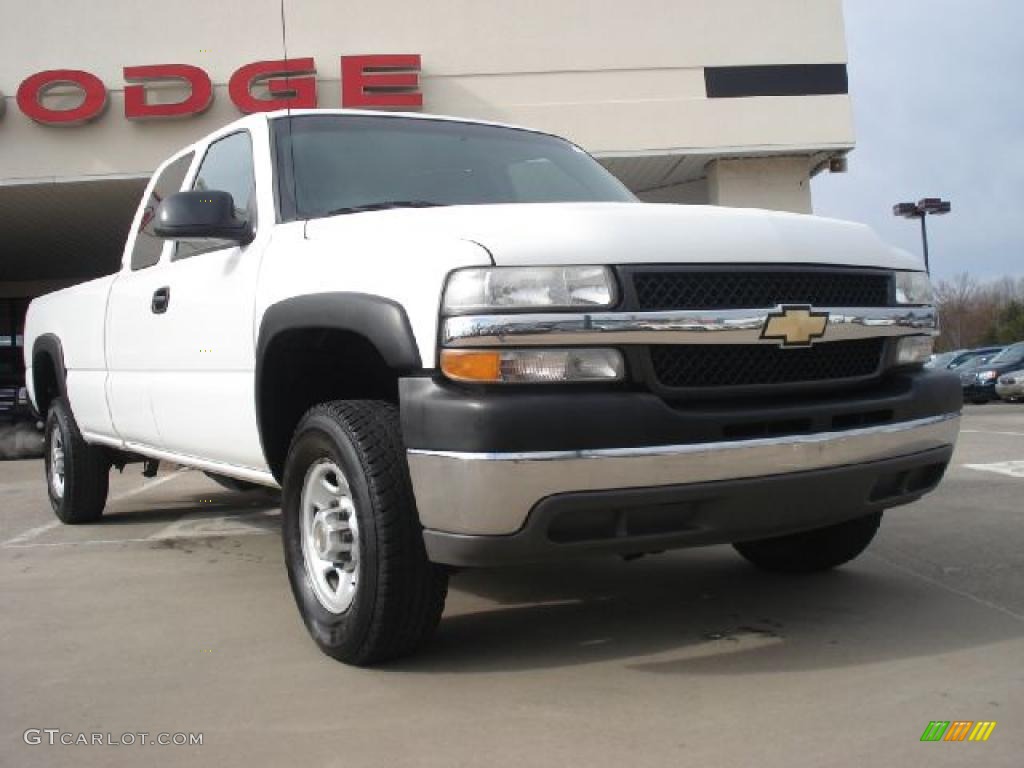 2001 Silverado 2500HD LS Extended Cab - Summit White / Tan photo #1