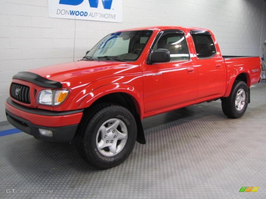 2004 Tacoma V6 TRD Double Cab 4x4 - Radiant Red / Oak photo #2