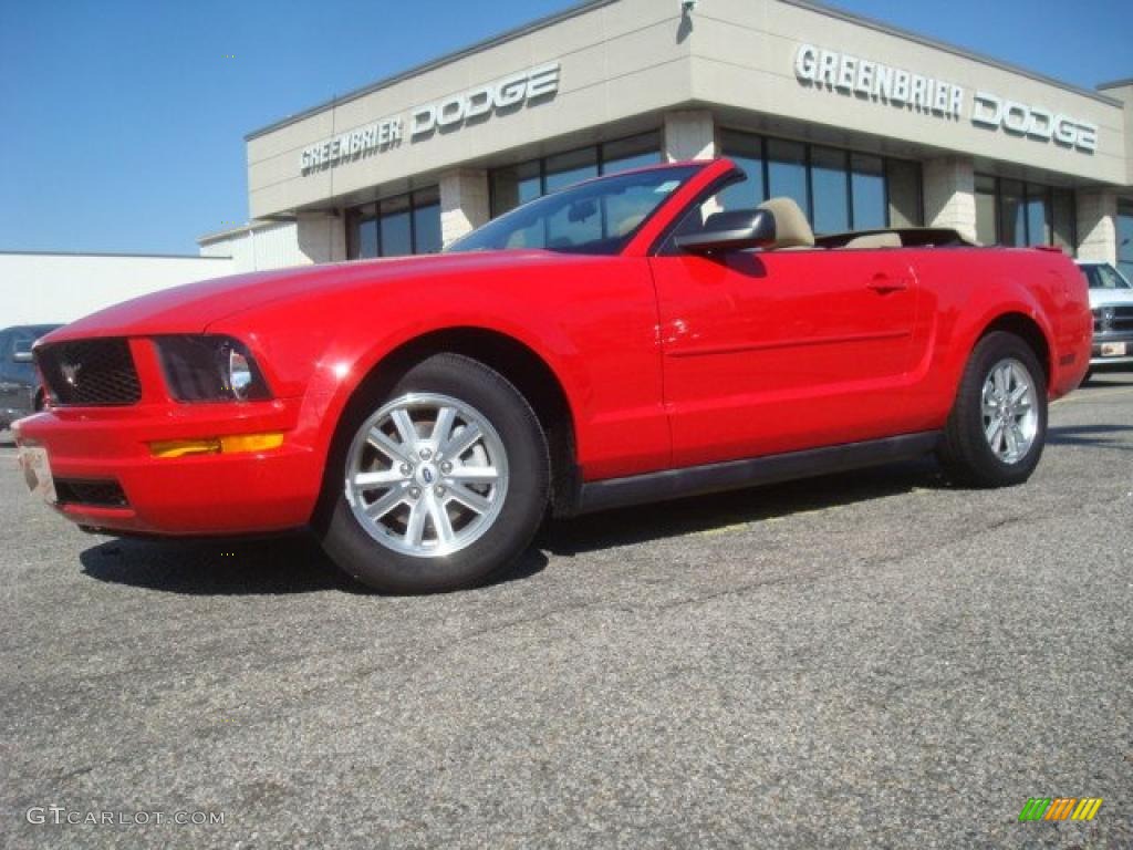 2007 Mustang V6 Deluxe Convertible - Torch Red / Medium Parchment photo #2