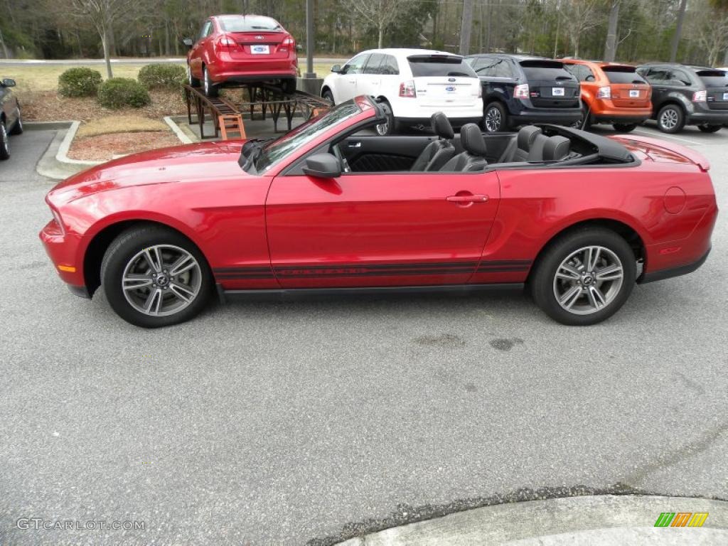 2010 Mustang V6 Premium Convertible - Red Candy Metallic / Charcoal Black photo #2