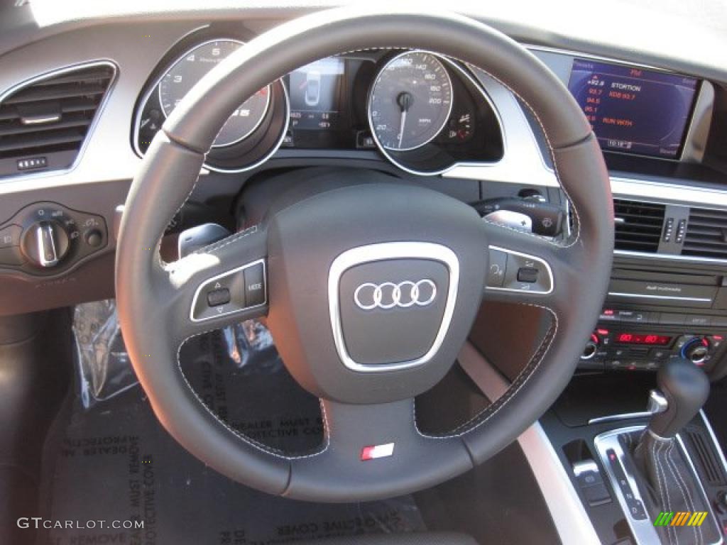 2010 Audi S5 3.0 TFSI quattro Cabriolet Black Silk Nappa Leather Steering Wheel Photo #45048913