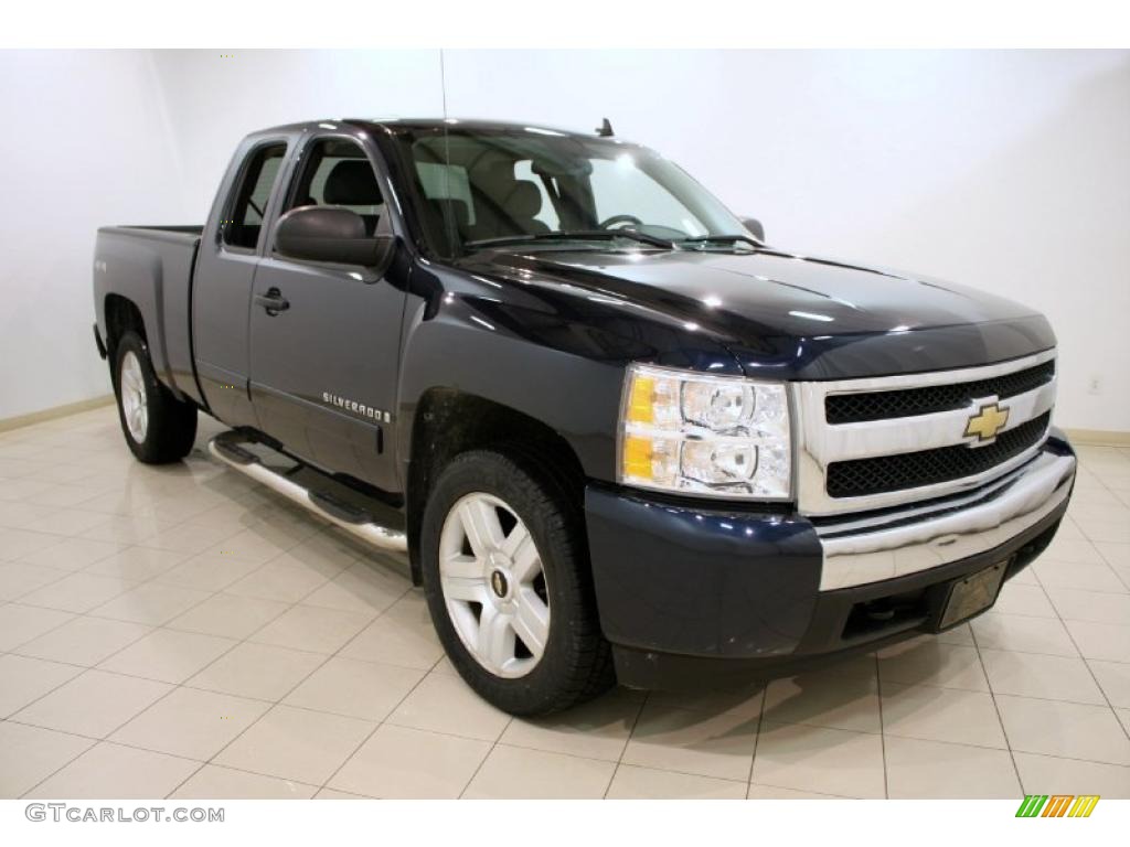 2008 Silverado 1500 LT Extended Cab 4x4 - Dark Blue Metallic / Ebony photo #1