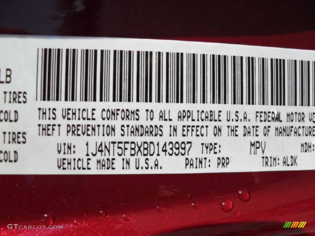 2011 Compass Color Code PRP for Deep Cherry Red Crystal Pearl Photo #45055506