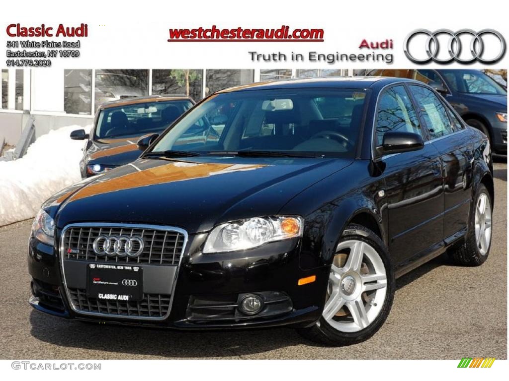 2008 A4 2.0T quattro S-Line Sedan - Brilliant Black / Black photo #1