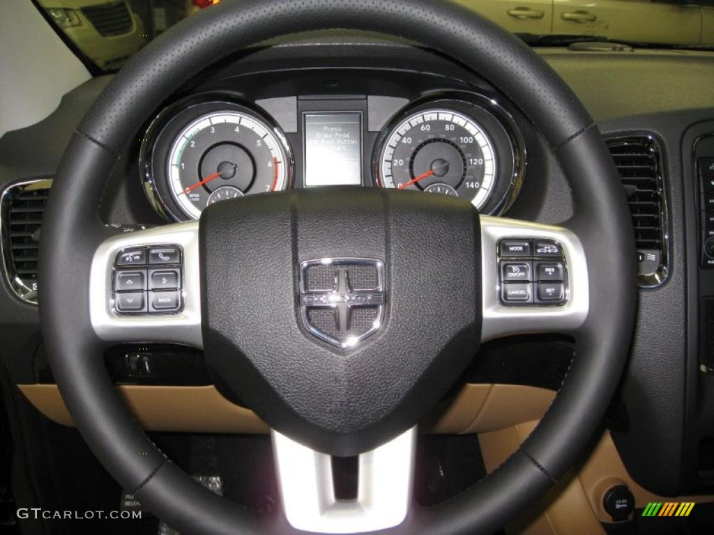 2011 Dodge Durango Citadel 4x4 Black/Tan Steering Wheel Photo #45082901