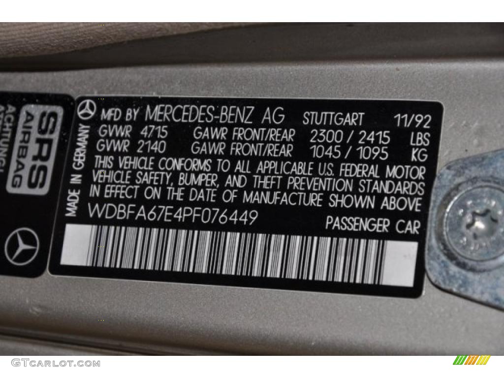 1993 SL 500 Roadster - Smoke Silver Metallic / Parchment photo #9