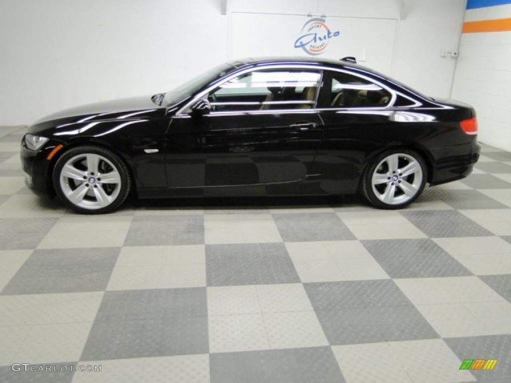 2008 3 Series 335i Coupe - Jet Black / Saddle Brown/Black photo #8