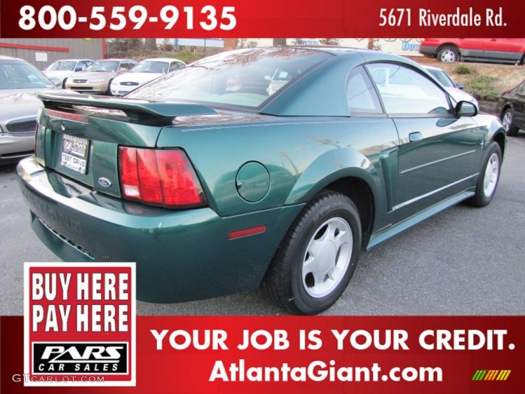 2001 Mustang V6 Coupe - Dark Highland Green / Medium Parchment photo #3