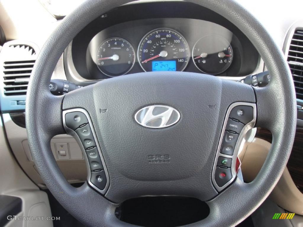 2011 Hyundai Santa Fe SE Beige Steering Wheel Photo #45097550