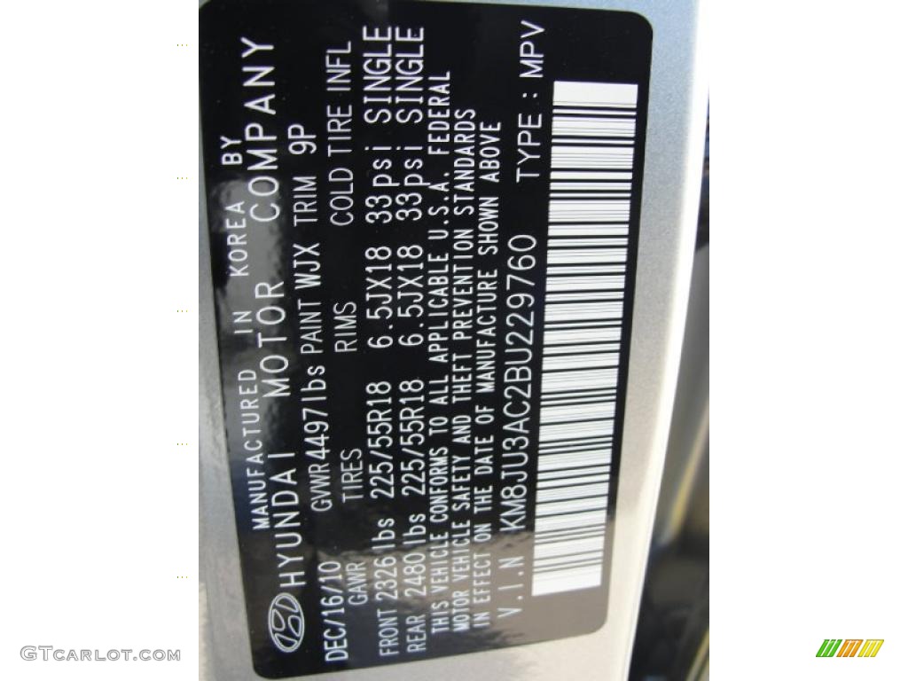 2011 Tucson Color Code WJX for Graphite Gray Photo #45100398